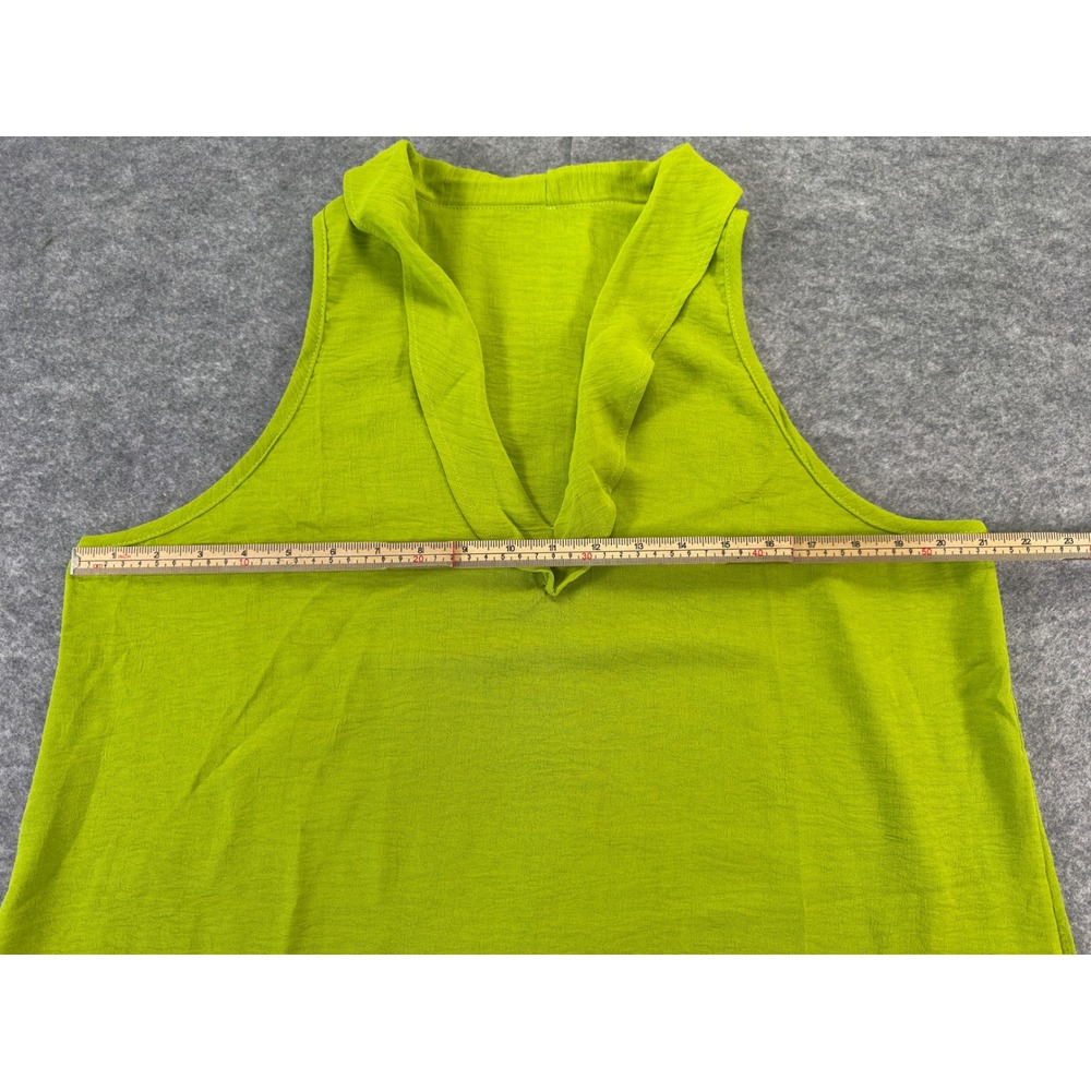 Unbranded Wide Leg Pants Women XL Lime Green Textured Elastic Waist Flowy - Picture 16 of 16